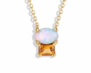 Orla Cluster Opal with Sapphire Pendant Yellow Gold