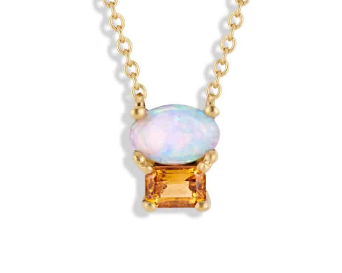 Orla Cluster Opal with Sapphire Pendant Yellow Gold