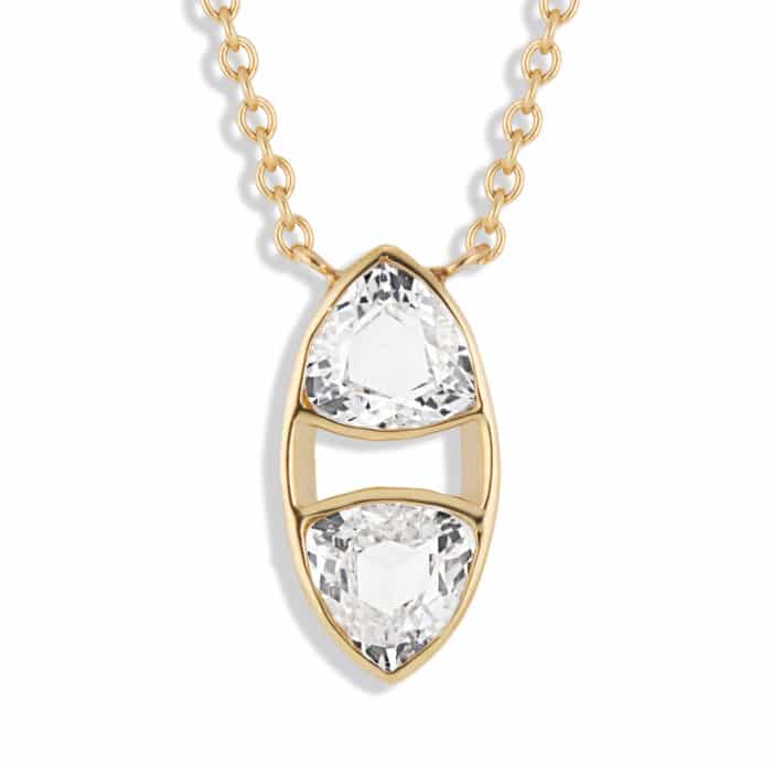 Trillion Dyad White Sapphire Pendant Yellow Gold