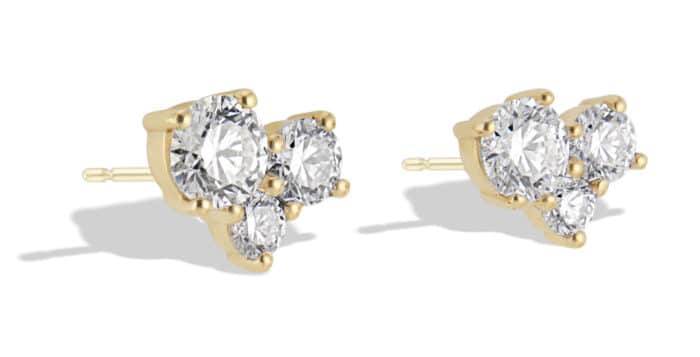 Burst Cluster Diamond Earrings Lab Grown Yellow Gold - Image 2