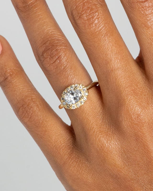 Dasha Diamond Oval Halo Ring 1.5ct on figure