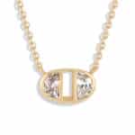 Half-Moon Dyad White Sapphire Pendant Yellow Gold