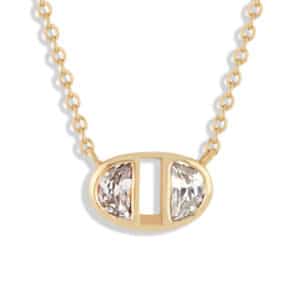 Half-Moon Dyad White Sapphire Pendant Yellow Gold