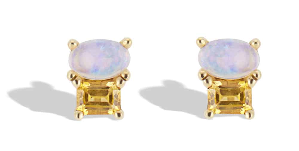 Orla Cluster Opal with Sapphire Studs Yellow Gold