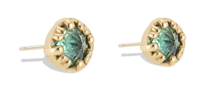 Sol Emerald Octagonal Studs Yellow Gold - Image 2