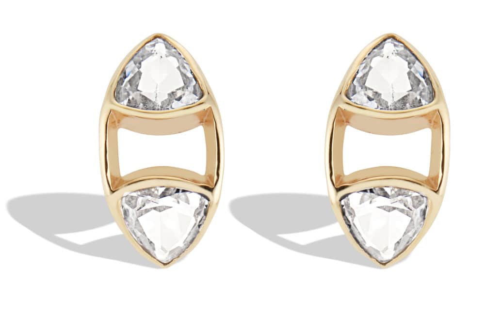 Trillion Dyad White Sapphire Cuffs Yellow Gold