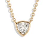 Trillion White Sapphire Pendant Yellow Gold