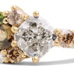 Custom Diamond, Tourmaline, and Andalusite Cluster Ring in 18kt Yellow Gold