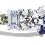 Custom Diamond, Aquamarine, and Sapphire Cluster Ring