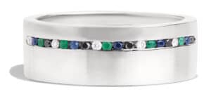 Custom Emerald and Blue Sapphire Channel Band