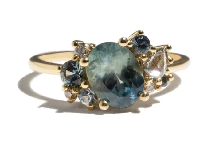 Custom Bi-Color Sapphire Cluster Ring