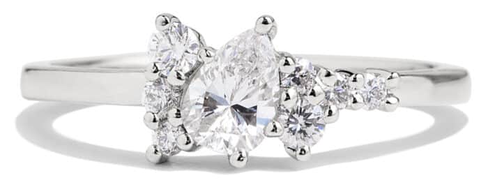 Custom Pear Cut Diamond Cluster Ring in Platinum