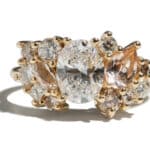 Custom Oval Cut Diamond and Morganite Cluster Ring