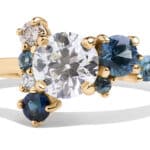 Custom Diamond and Blue Sapphire Cluster Ring