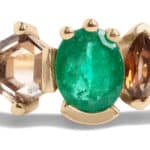 Custom Emerald, Andalusite, and Pink Sapphire Linear Ring