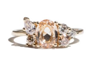 Custom Oval Cut Morganite Cluster Ring