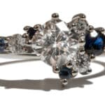 Custom Moissanite and Blue Sapphire Cluster Ring