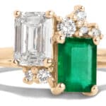 Custom Emerald and Diamond Dyad Cluster Ring