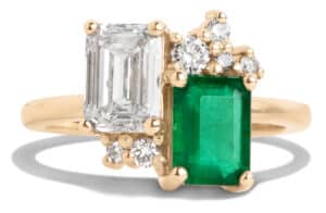 Custom Emerald and Diamond Dyad Cluster Ring
