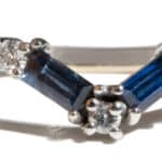 Custom Baguette Cut Blue Sapphire and Diamond Curved Band