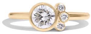 Custom Bezel Set Diamond Cluster Ring in 14kt Yellow Gold