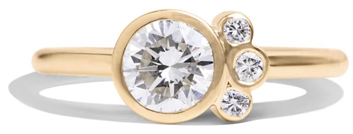 Custom Bezel Set Diamond Cluster Ring in 14kt Yellow Gold