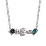 Custom Tourmaline and Blue Green Sapphire Birthstone Pendant