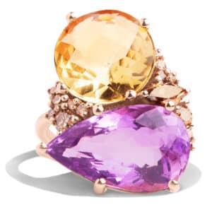 Custom Amethyst and Citrine Cluster Ring