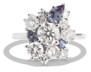 Custom Diamond and Alexandrite Cluster Ring