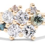 Custom Diamond and Blue Green Sapphire Cluster Ring