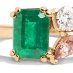 Custom Emerald and Zircon Cluster Ring