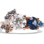 Custom Diamond and Blue Sapphire Cluster Ring