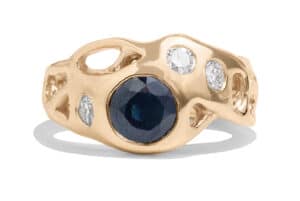 Custom Blue Sapphire and Diamond Ring