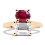 Custom Ruby and Diamond Dyad Ring