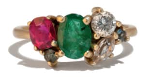 Custom Ruby and Emerald Cluster Ring