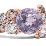 Custom Purple Sapphire and Diamond Cluster Ring in 14kt Rose Gold