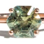 Custom Hex Green Sapphire Solitaire Ring in 14kt Rose Gold