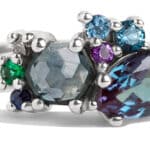 Custom Blue Sapphire and Alexandrite Cluster Ring