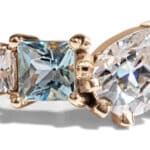 Custom Aquamarine and Moissanite Ring