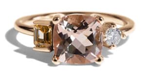 Custom Morganite, Yellow Sapphire, and Diamond Triad Ring