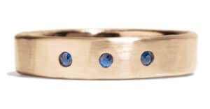 Custom Blue Sapphire Hammered Band