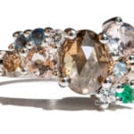 Custom Oval Cut Champagne Diamond Cluster Ring