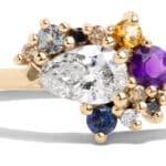 Custom Diamond, Amethyst, and Citrine Cluster Ring