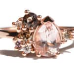 Custom Pear Cut Morganite Cluster Ring