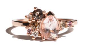 Custom Pear Cut Morganite Cluster Ring