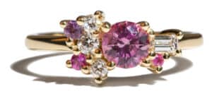 Custom Fuchsia Sapphire and Diamond Cluster Ring