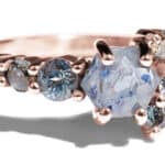 Custom Rose Cut Blue Sapphire Linear Ring