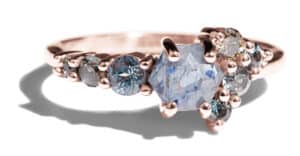 Custom Rose Cut Blue Sapphire Linear Ring