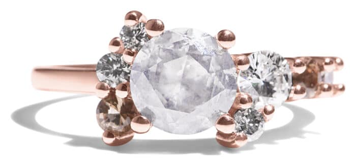 Custom Salt and Pepper Diamond Cluster Ring in 14kt Rose Gold