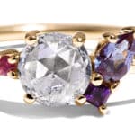 Custom Salt and Pepper Diamond and Alexandrite Cluster Ring in 14kt Yellow Gold